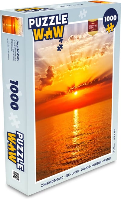 Puzzel Zonsondergang - Zee - Lucht - Oranje - Horizon - Water - Legpuzzel - Puzzel 1000 stukjes volwassenen