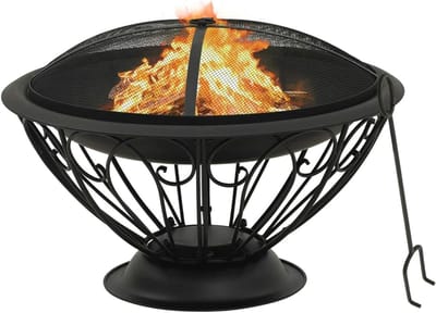 Vuurschaal – Vuurkorf – Tuinverwarmer – Buitenhaard – 75 Cm – Metaal – Geperforeerde Afdekking
