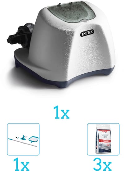 Intex QS1200 zoutwwatersysteem - Zwembaden tot 56.800 liter inclusief Zwembadzout (3 stuks) en Schoonmaakset