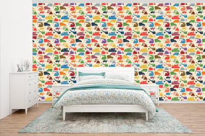 Behang - Fotobehang Patronen - Kraan - Boot - Jongens - Kinderen - Kids - Breedte 500 cm x hoogte 280 cm
