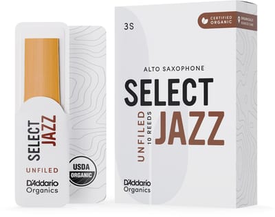 D'Addario Woodwinds ORRS10ASX3M Organic Select Jazz Altsaxofoonriet, 3 Medium,10-pack, Unfiled