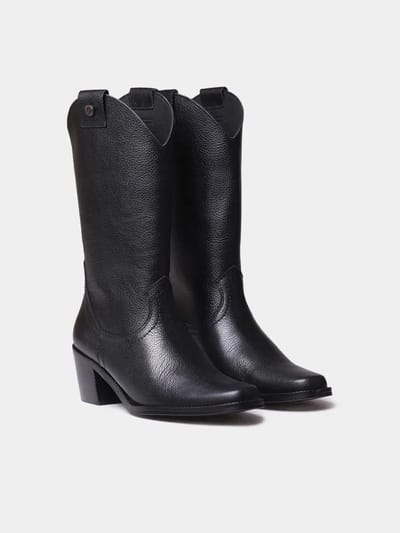 Dames leren cowboylaarzen met hak | UBEDA