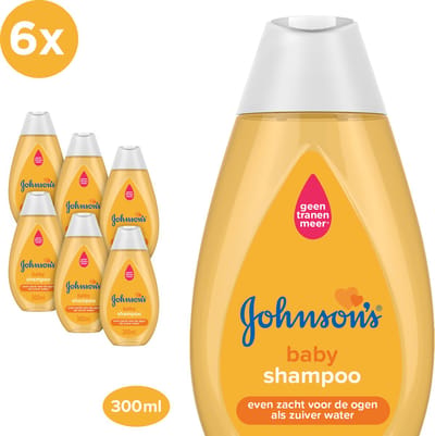 Johnson’s Babyshampoo, hypoallergeen, dermatologisch getest & zonder parabenen, pH ideaal voor baby’s fijne huid, voor zacht, glanzend en schoon baby haar & even zacht voor de ogen als zuiver water, 6x300 ml