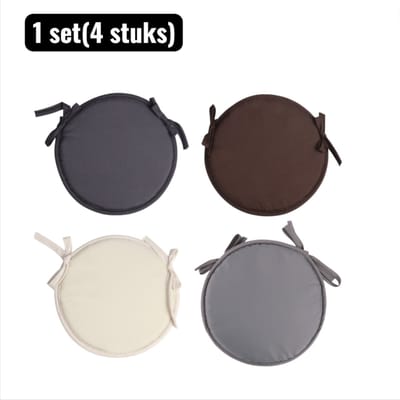 1 set(4 stuks) - Zitkussens - 38cm - Rond Stoelkussen met Bindbanden - Dik Schuim Zitkussen voor Keuken- en Eetkamerstoelen - Geschikt voor picknicks en buiten zitten - Duistere serie