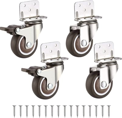 Zwaarlast Zwenkwielen / Trolley Wielen voor Meubels - Rubberen Zware Wielen - Heavy Duty Castors /Transportwielen - 23 kg