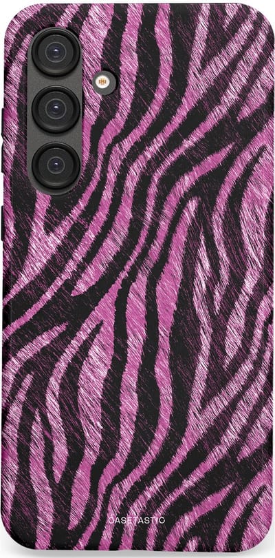 Casetastic hoesje geschikt voor Samsung Galaxy S25 Plus - Dubbellaagse bescherming - Roze Paarse Zebraprint - Fashion Case - Zwart Lila