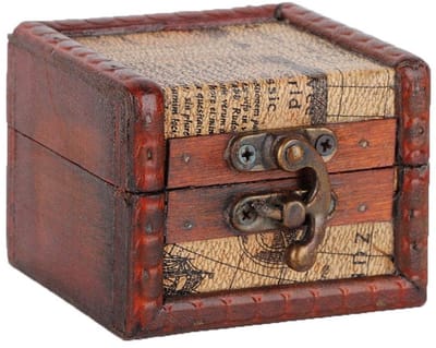 Dailygoods- Schatkist Vintage Stijl - Houten Mini-schatkist - Decoratief - Multifunctioneel - Retro Speelgoed - 8 x 6,5 x 6 cm - Opbergdoos