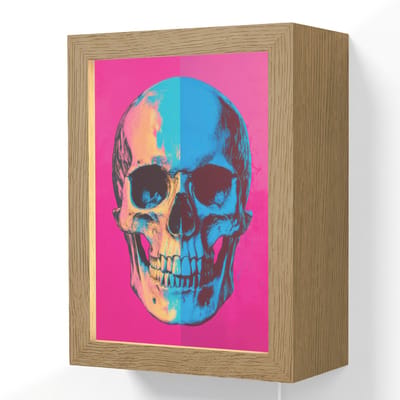 Wandlamp 15x20 cm - Oplaadbaar - Neon - Blauw - Pop-art - Schedel - Wandlampen binnen woonkamer - Slaapkamer lamp met kabel - Decoratieve nachtlamp - Vloerlamp snoer