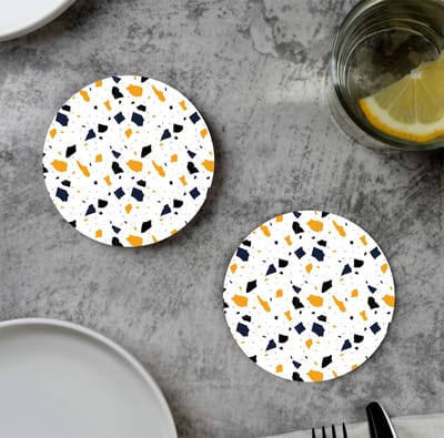GR onderzetters voor glazen - Terrazzo - Yellow - Vinyl - 6st