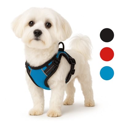 Harnas hond – honden tuigje – harnas hond anti trek – hondentuigjes – hondentuig anti trek – Flamingo Balou – blauw – maat S – A:31-55cm B:40-55cm