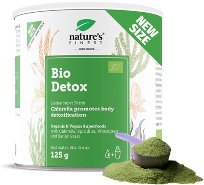 Bio Detox Superfood Mix 125 g - 100% Natuurlijk Detox Poeder met Tarwegras, Gerstgras, Spirulina, Chlorella & Lucuma – Voor Ontgifting, Darmreiniging, Energie & Immuunsysteem – Vegan & Zonder Toegevoegde Suikers