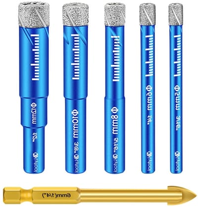 Verschillende Diamantboren voor Keramiek, Graniet, Glas en Porselein - Set van 5 Stuks in Diverse Maten 5-12 mm