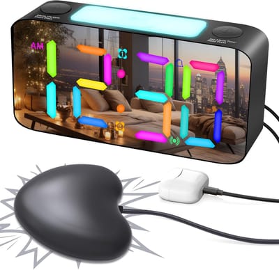 Extreem Luide Vibratiewekker voor Doven, Diepe Slapers & Slechthorenden - RGB Digitale Wekker voor Kinderslaapkamer - Grote Cijfers, USB Oplader, Nachtlampje - Zwart - 1 Stuk