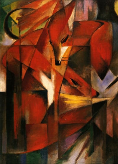 Poster Foxes - Franz Marc - Large 70x50 - Kunst - Kleur - Vos - Dieren - Kubisme