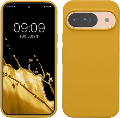 kwmobile hoesje geschikt voor Google Pixel 9 / Pixel 9 Pro case - Siliconen telefoonhoesje - Telefoon beschermhoes - Smartphone cover in honinggeel