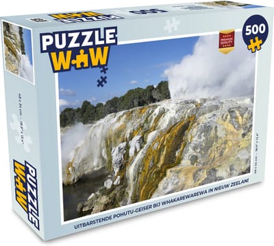 Puzzel Uitbarstende Pohutu-geiser bij Whakarewarewa in Nieuw Zeeland - Legpuzzel - Puzzel 500 stukjes