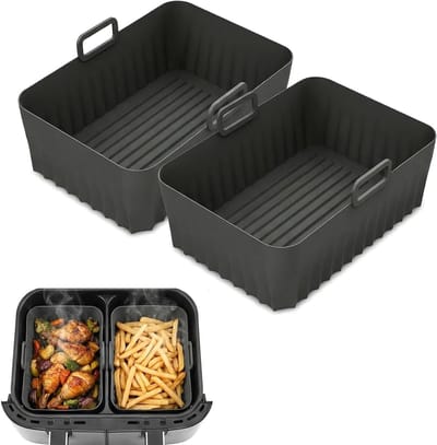 Herbruikbare Siliconen Mallen voor Airfryer met Handvatten, Hittebestendige en Antikleef Accessoires voor Gezond Koken en Bakken