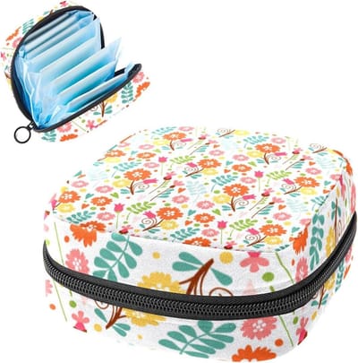 Maandverband Opbergtas - Tampon Rits Zak - Menstruatie Hygiëne - Privacy Bescherming - 12 x 17 x 17 cm - Blauw