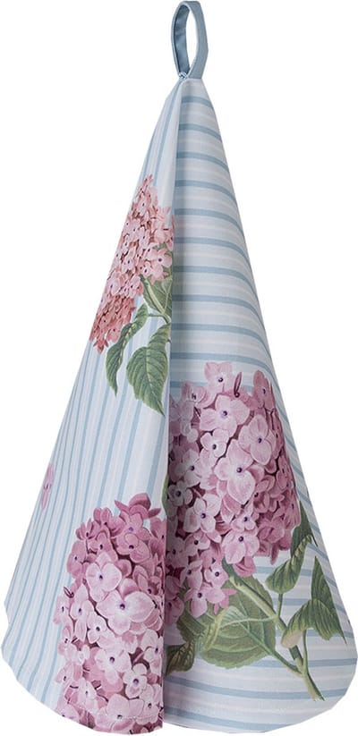 Clayre & Eef Theedoek Ø 80 cm Blauw Roze Katoen Hortensia