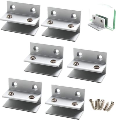 Aluminium glassteun F-vormige klem voor 5-10mm glasdikte met schroeven - Set van 6 voor stevige bevestiging