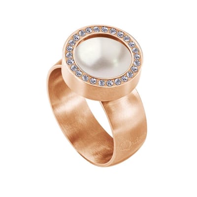 Quiges RVS Schroefsysteem Zirkonia Ring Rosegoudkleurig Mat 16mm met Verwisselbare 12mm Mini Munt - SLSRS51316