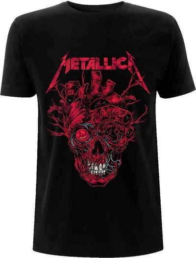 Metallica - Heart Skull Heren T-shirt - L - Zwart