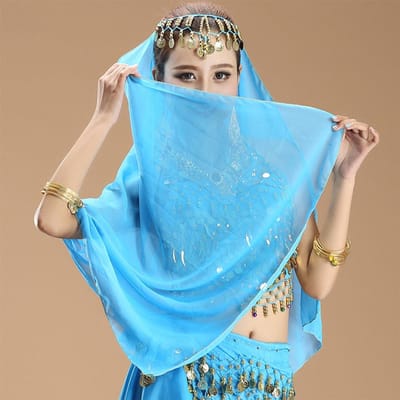 Danse Indienne Style Danse Indienne Voile Costume de Danse du Ventre Performance Foulard Chiffon à Franges et Pendentifs