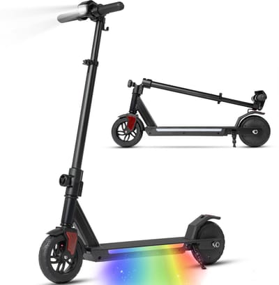 Vankel Elektrische step voor kinderen S31 - Bereik tot 15km - 150W Motor - Maximumsnelheid 14 km/u - 6.5 Zoll Banden - Verstelbaar stuur, LED-verlichting & EBS remsysteem - Opvouwbaar & lichtgewicht - Voor kinderen vanaf 10 jaar - Zwart
