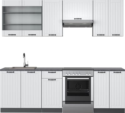 Vicco Fame-Line Complete keukeneenheid – 240 cm, WB Antraciet Landhuis wit/antraciet