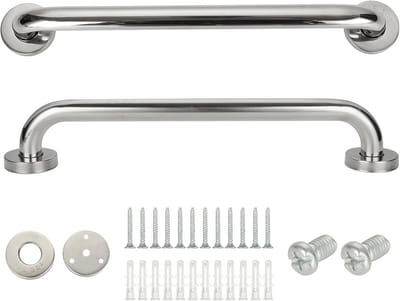 Set van 2 Stevige Douchehandgrepen 40 cm - RVS Veiligheidsbeugel voor Badkamer en Toilet