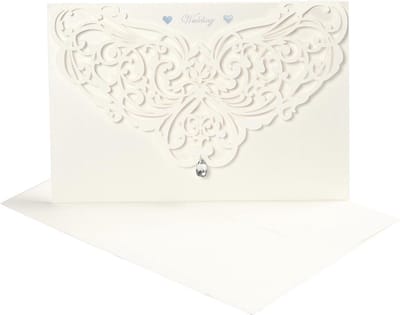 Kaart met Envelop, afmeting kaart 12x17,7 cm, afmeting envelop 18x12,5 cm, 5 stuks, off-white