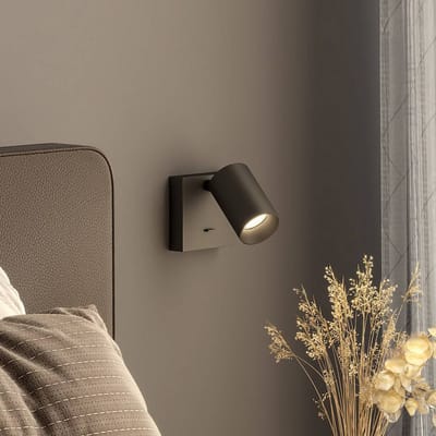 Deko-Light CAN TILT wandspot, zwart, 10 x 10 cm, metalen GU10 schakelaar