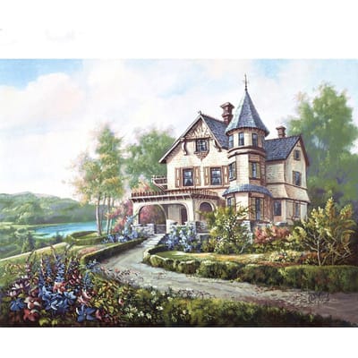 5D DIY Diamond Painting Villa Landschap Borduren Mozaïek Kruissteek Strass Decor 20X30CM gray