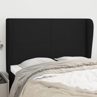 vidaXL - Hoofdbord - met - randen - 147x23x118/128 - cm - stof - zwart