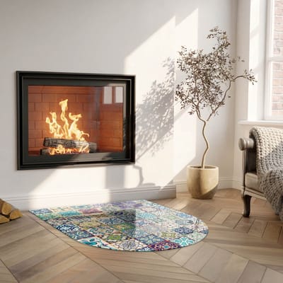 Coloray Vloerplaat Houtkachel - Onderplaat Kachel - 100 cm x 100 cm - Houtkachel Vloerplaat - Blauw Vloerplaat Kachel - Verwarmingsaccessoires - Vloerplaat voor Houtkachel - Vloerplaat Open Haard - Vloerplaat Voor Kachel