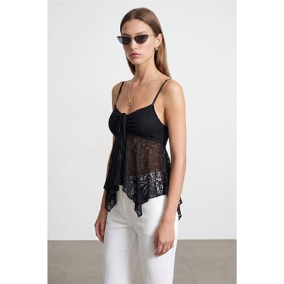 Kant strikvoorzijde mouwloze blouse