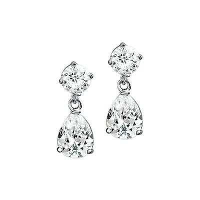 Zilver Gerhodineerd Oorhangers Zirkonia 1301932