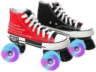 Unisex rolschaatsen, verstelbare rolschaatsen met dubbele rij Hoge quad rolschaatsen Lichtgevende rolschoenen Outdoor rolschaatsen - Geweldig voor beginners