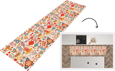 Keukenloper - Loper keuken - Thee - Dieren - Snoepgoed - Regenboog - Patronen - 200x50 cm - Keukenloper vinyl