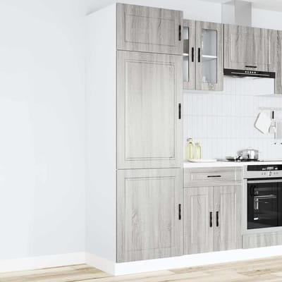 vidaXL - Keukenkast - Porto - bewerkt - hout - grijs - sonoma - eiken