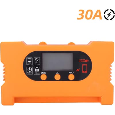 Contrôleur de Charge solaire 40A, régulateur Intelligent de panneau solaire 12V/24V avec deux Ports USB/type-c 30A orange