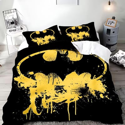 Dekbedovertrek Cartoon B-Batmans Kussensloop Beddengoed Set Volwassen Jongen Meisje Slaapkamer Decoratie Kinder Cadeau Enkel Dubbel Groot Formaat EU King(240*220cm)3pcs