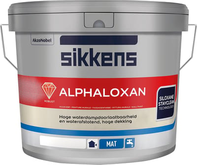 Sikkens Alphaloxan - Minerale watergedragen muurverf - Waterdampdoorlatend - 10 L - RAL 9010 Pure White ( gebrokenwit)