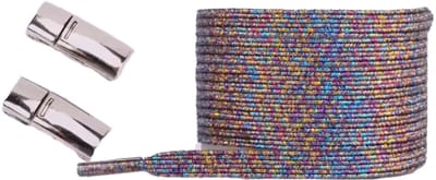 CHPN - Elastische Glitter veters - Met sluiting (voor kinderen) - Regenboog veters - Zelfstrikkend en glinsterend - Unisex - Schitterende veters - Hippe veters - 100CM - 1 paar