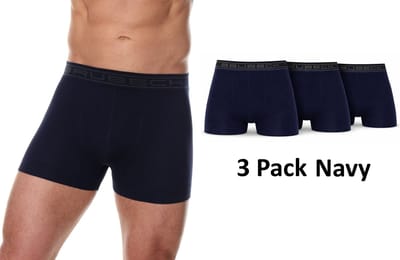 Brubeck Heren Boxershort 3-Pack Navy – Naadloos Seamless AirJet Katoen - M