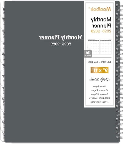 Maandplanner Kalender - 3-jarige Planner - Toekomst Plannen - 36 Maandelijkse Tabbladen - 9" x 11" - Grijs