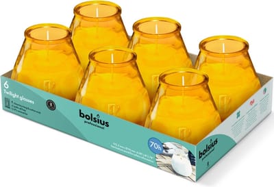 Bolsius - Twilight - Kaars in glas - Patio - Amber - Tray 6 - 70 branduren