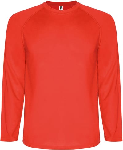 Rood unisex unisex sportshirt lange mouwen MonteCarlo 150 grm merk Roly maat L