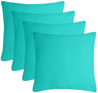Stof Textile sierkussen Nelson - 4x - aqua blauw - 60 x 60 cm - bank kussens - zitkussens - binnen/buiten - polyester