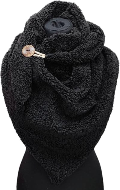 Driehoekige Sjaal - Teddy - Dikke Kwaliteit - Zwart - 160 x 80 cm (2322)